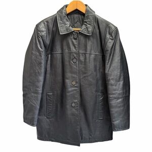 Vintage SEQUENCE Classic Black Genuine Leather Button-Up Jacket Sz 10